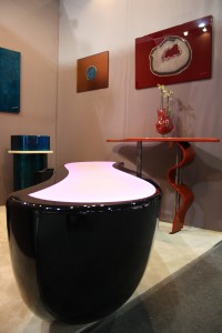 Bureau Design noir laqué + éclairage Leds + marqueterie F-Line Créations - Franck Dalla Santa