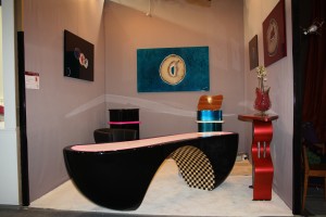 Bureau Design noir laqué + éclairage Leds + marqueterie F-Line Créations - Franck Dalla Santa